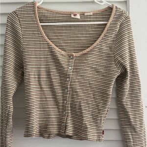Levi's Beige and Cream Striped Top